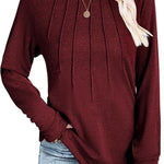 Nadorine Women Long Sleeve Shirts Casual Pleated Tunic Blouses