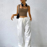 Nadorine Square Neck Ribbed Tank Tops