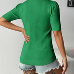 Nadorine Short Sleeve Sweaters Soft Casual V Neck Pullover Tops