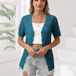 Nadorine Women's Short Sleeve Cardigan V-Neck Button up Sweater