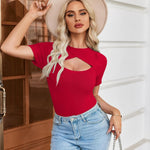 Zeagoo Womens Short Sleeve T Shirts 2024 Summer Casual Knit Slim Fit Trendy Basic Cute Sweater Tops