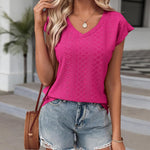 Nadorine T Shirt Women's V-Neck Short Sleeve Blouse Top (DE Only)