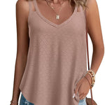 Nadorine Flowy Strap Eyelet Embroidery Sleeveless Casual Tank Top
