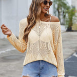 Nadorine Crochet Tops Off The Shoulder Sweaters