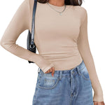 Nadorine Damen Langarm T-Shirt Basic Slim Fit Tops (DE Only)