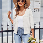 Nadorine 3/4 Sleeve Cropped Cardigan Crochet Shrug