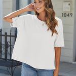Nadorine Women Short Sleeve T Shirts Round Neck Oversized Tee