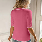 Nadorine Short Sleeve Sweater Crew Neck Dressy Casual Soft Knit Tops