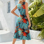 Nadorine Floral Beach Sundress Casual A-Line Midi Tank Dresses
