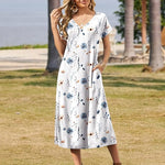 Nadorine Floral Dress Short Sleeve Beach Dress