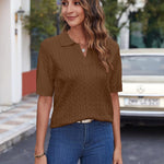 Nadorine Women Short Sleeve Sweater Pullover Polo Tops