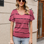 Nadorine Women's Short Sleeve Shirts V Neck Blouse