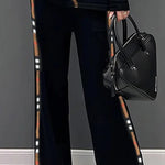Loose Wide Leg Contrast Color Pockets Pants Trousers