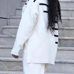 High-Low Long Sleeves Contrast Color Split-Side High Neck Pullovers Sweater Tops