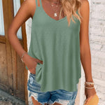 Nadorine Flowy Strap Eyelet Embroidery Sleeveless Casual Tank Top