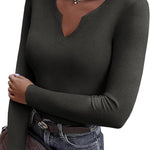 Zeagoo Womens Long Sleeve T Shirts V-Neck Slim Fitted Knit Top