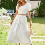 Nadorine Maxi Skirts Boho Pleated A-Line Flowy Swing Skirt