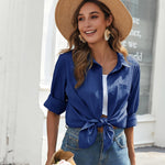 Nadorine Linen Button Down Shirts  Long Sleeve Cotton Gauze Tops