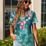Nadorine Short Sleeve Shirts Dressy Tops with Pleats