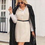 Nadorine Women's Oversized Sweater Vest Dress V Neck Knit Pullover