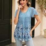 Nadorine Blouse Women's Elegant Ruffle Sleeve Tops (DE Only)
