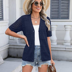 Nadorine Short Sleeve Crochet Cardigan Button up Bolero Shrug Sweater
