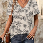 Nadorine Short Sleeve Shirts Dressy Tops with Pleats