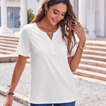 Nadorine Casual Short Sleeve V Neck Shirts Business Dressy Tunic Blouses