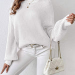 Nadorine Sweater Casual Long Sleeve Color Block Loose Pullover
