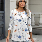 Nadorine 3/4 Length Sleeve Women Tops Blouses