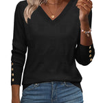 Nadorine Casual Ribbed Knit V-Neck Sweater (US Only)