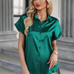 Satin Button Down Shirts- Nadorine (Us Only)