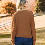 Nadorine Women's Crew Neck Cropped Sweater Long Sleeve Knit Tops
