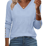 Nadorine Casual Ribbed Knit V-Neck Sweater (US Only)