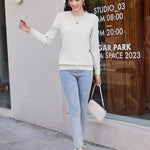 Nadorine Women's Knitted Jumper Elegant Crew Neck Pullover