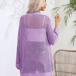 Nadorine Women 2024 Lightweight Crochet Cardigan Long Sleeve Open Front Knit Sweater Summer Kimono Cover Up with Pockets