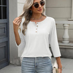 Nadorine 3/4 Length Sleeve Women Tops Blouses