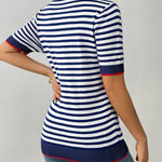 Zeagoo Womens Short Sleeve Sweaters Casual Striped Shirts