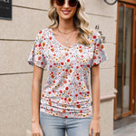 Nadorine Women's Short Sleeve Shirts V Neck Blouse