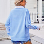 Zeagoo Women's Sweatshirt Striped Long Sleeve Henley Button Tunic Tops