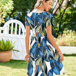 Zeagoo Womens Floral Pleated Button Down Petal Mini Dress