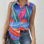 Nadorine Sleeveless Blouses Casual Button Down Shirts
