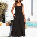Nadorine Maxi Dress with Pockets Spaghetti Strap Sundress