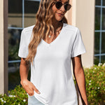 Nadorine Short Sleeve Shirts Dressy Tops with Pleats
