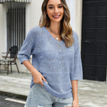 Nadorine Women's Crochet Off The Shoulder Hollow Out Knit Tops