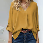 Zeagoo Zeagoo Casual V Neck Batwing 3/4 Sleeve T-Shirts Solid Color Loose Fit Cute Basic Flowy Tunic Tops