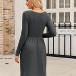 Zeagoo Womens Casual Sweater Dress Square Neck Knit Long Sleeve Dress