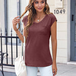 Zeagoo Women's V-Neck Short Sleeve T-Shirt with Pocket Top (DE Only)