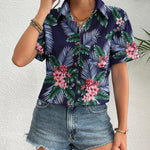 Zeagoo Womens Button Down Linen Shirt Short Sleeve Cotton Blouse