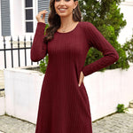 Nadorine Women's Knitted Dress Long-Sleeve Elegant Dresses (DE Only)